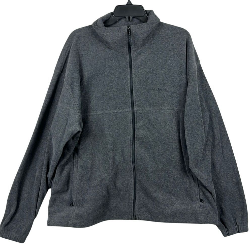 Columbia Fleece Long Sleeve Pullover Sweatshirt Full Zip‎ Mens Size XL Gray